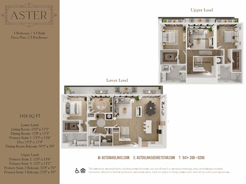 floor plan of the upper and lower levels of the apartment